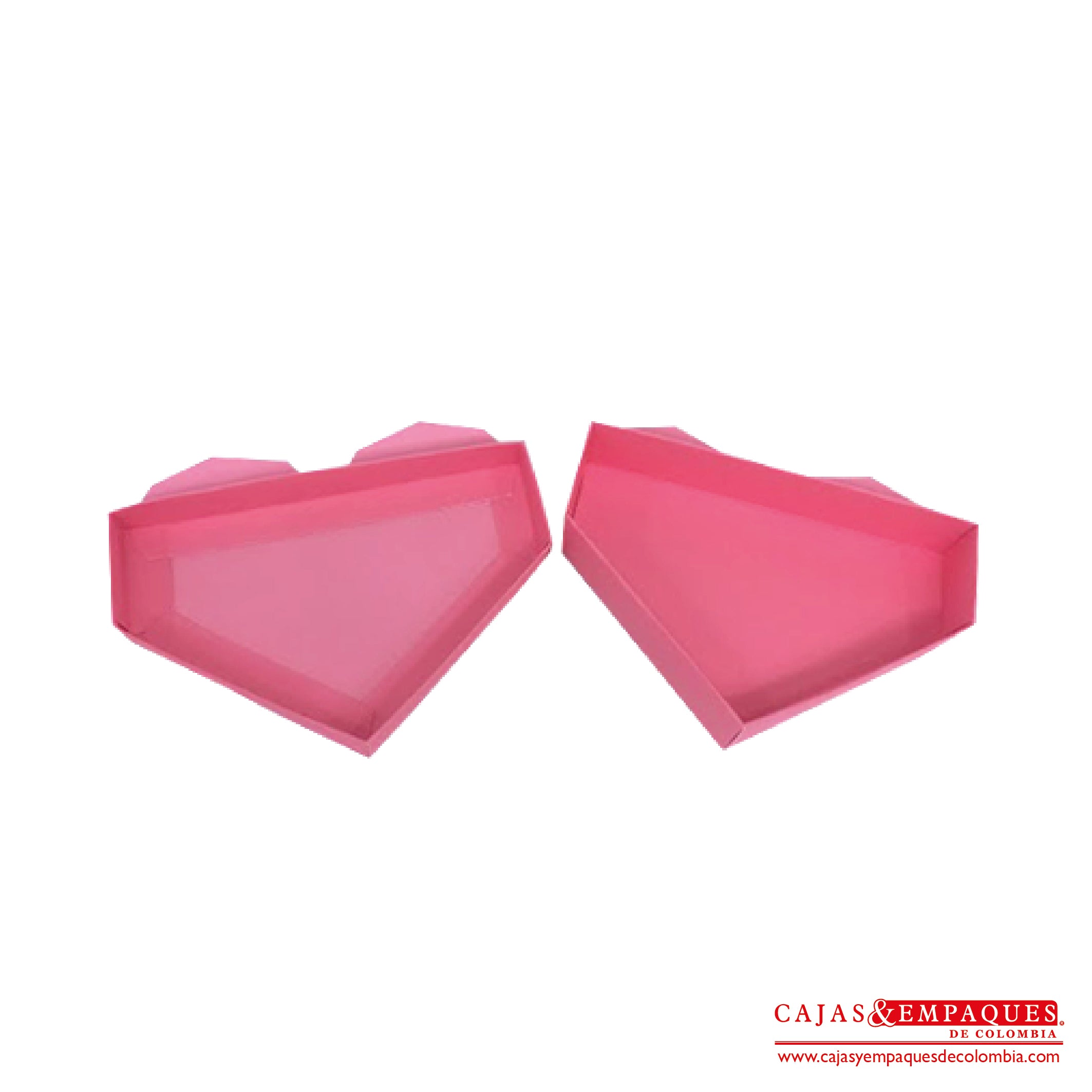 -Caja ecológica tapa y base tipo corazón 22x15.5x4.5 cm rosado Cajas y Empaques de Colombia