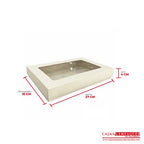Caja ecológica tapa y base con ventana 27x18x4 cm crema Cajas y Empaques de Colombia
