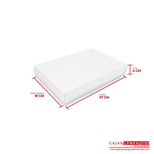 Caja ecológica tapa y base 27x18x4 cm blanco Cajas y Empaques de Colombia