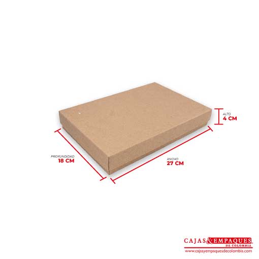Caja ecológica tapa y base 27x18x4 cm café Cajas y Empaques de Colombia