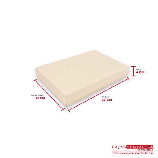 Caja ecológica tapa y base 27x18x4 cm crema Cajas y Empaques de Colombia