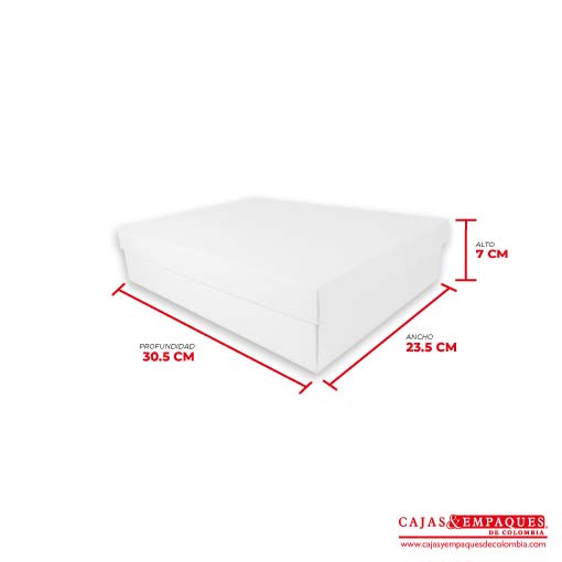 Caja ecológica tapa y base 30.5x23.5x7 cm blanco Cajas y Empaques de Colombia