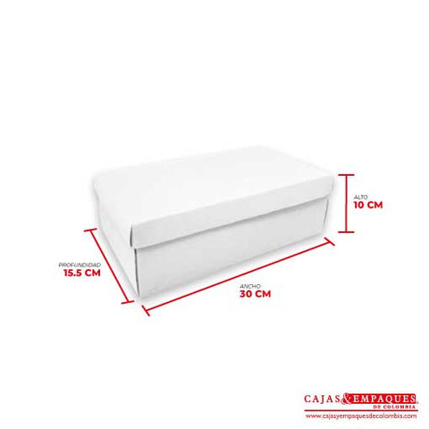Caja ecológica tapa y base 30x15.5x10 blanco Cajas y Empaques de Colombia