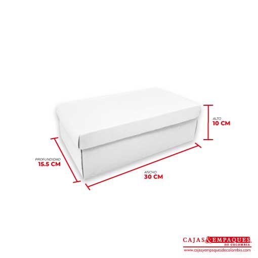 Caja ecológica tapa y base 30x15.5x10 blanco Cajas y Empaques de Colombia