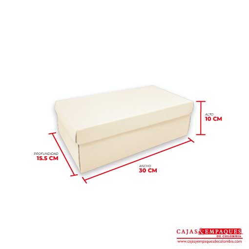 Caja ecológica tapa y base 30x15.5x10 crema Cajas y Empaques de Colombia