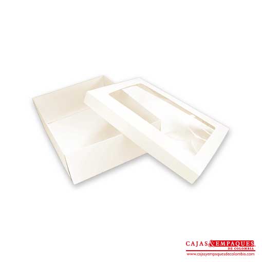 Caja ecológica tapa y base con ventana 30x23x9 cm crema Cajas y Empaques de Colombia