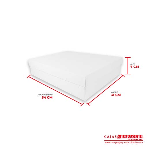 Caja ecológica tapa y base 34x31x7 cm blanco Cajas y Empaques de Colombia