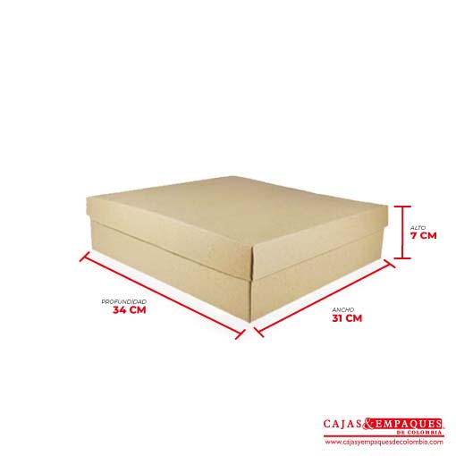 Caja ecológica tapa y base 34x31x7 cm café Cajas y Empaques de Colombia