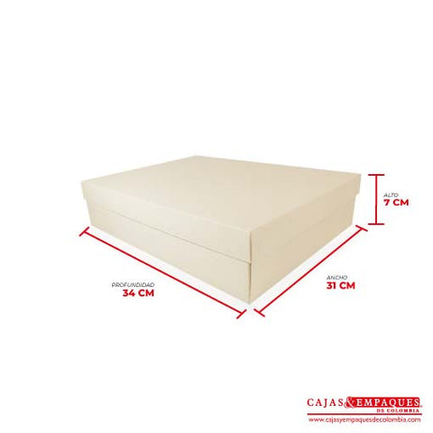 Caja ecológica tapa y base 34x31x7 cm crema Cajas y Empaques de Colombia