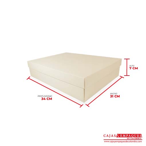 Caja ecológica tapa y base 34x31x7 cm crema Cajas y Empaques de Colombia