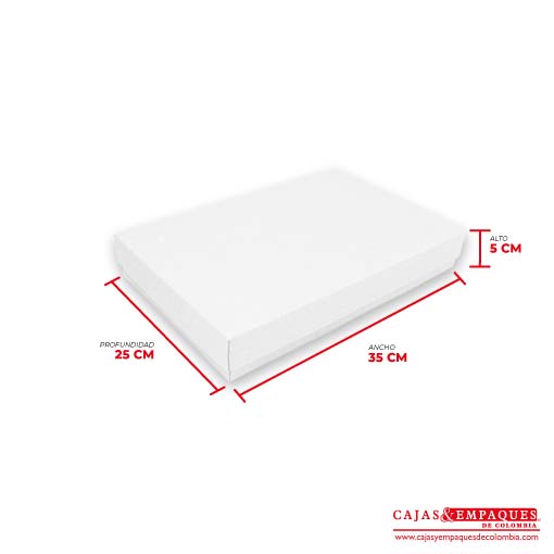 Caja ecológica tapa y base 35x25x5 cm blanco Cajas y Empaques de Colombia