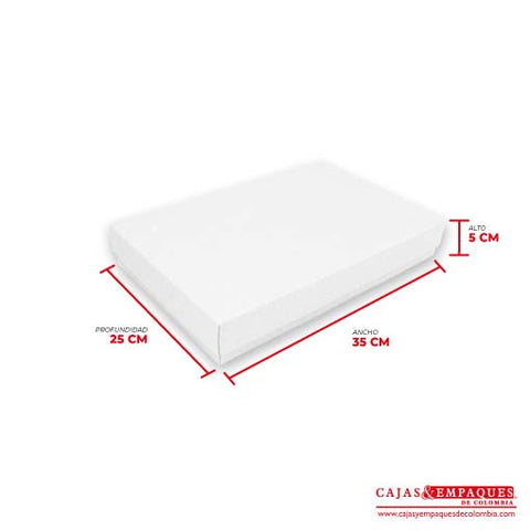 Caja ecológica tapa y base 35x25x5 cm blanco Cajas y Empaques de Colombia