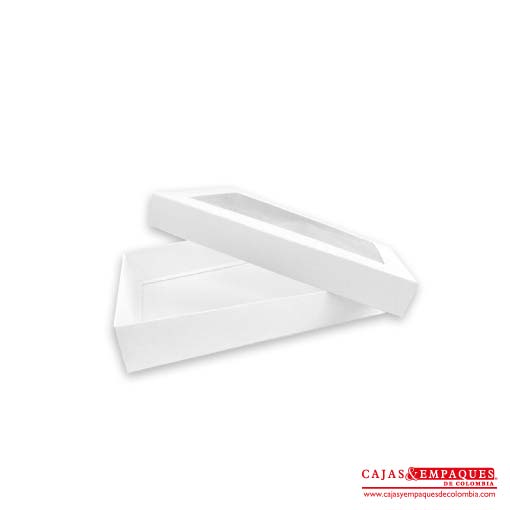 Caja ecológica tapa y base con ventana 35x25x5 cm blanco Cajas y Empaques de Colombia