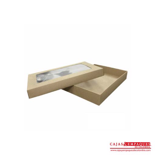 Caja ecológica tapa y base con ventana 35x25x5 cm café Cajas y Empaques de Colombia