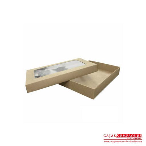 Caja ecológica tapa y base con ventana 35x25x5 cm café Cajas y Empaques de Colombia