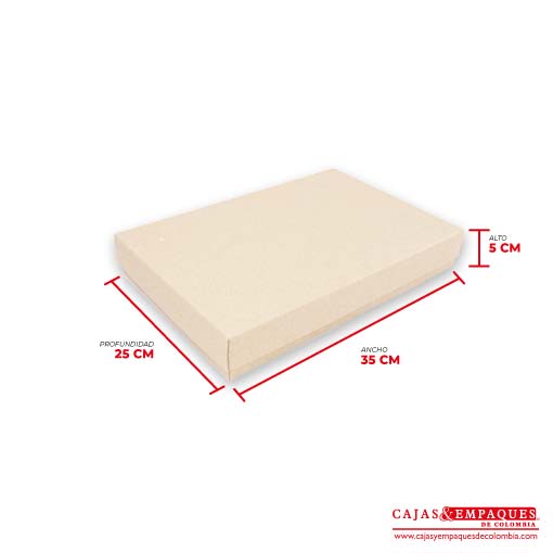 Caja ecológica tapa y base 35x25x5 cm crema Cajas y Empaques de Colombia