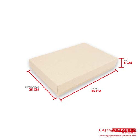 Caja ecológica tapa y base 35x25x5 cm crema Cajas y Empaques de Colombia