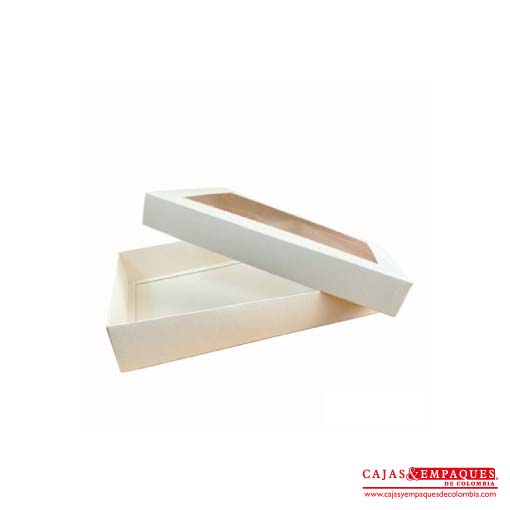 Caja ecológica tapa y base con ventana 35x25x5 cm crema Cajas y Empaques de Colombia