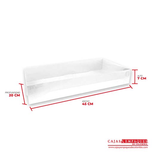 Caja ecológica tapa y base en acetato 45x20x7 cm blanco Cajas y Empaques de Colombia