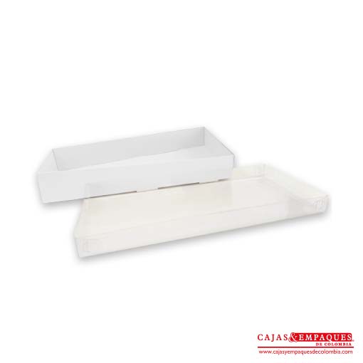 Caja ecológica tapa y base en acetato 45x20x7 cm blanco Cajas y Empaques de Colombia