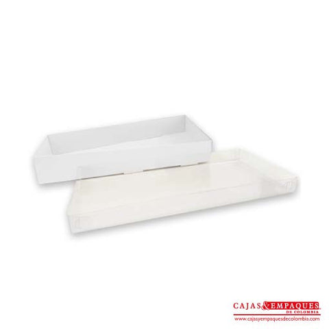 Caja ecológica tapa y base en acetato 45x20x7 cm blanco Cajas y Empaques de Colombia