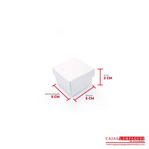 Caja ecológica tapa y base 5x5x3 cm blanco Cajas y Empaques de Colombia