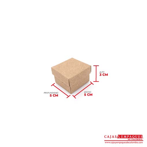 Caja ecológica tapa y base 5x5x3 cm café Cajas y Empaques de Colombia