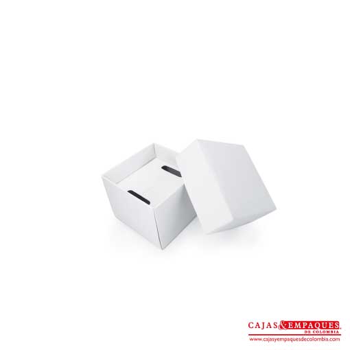 Caja ecológica reloj tapa y base 8.5x8.5x7 blanco Cajas y Empaques de Colombia