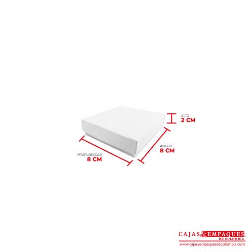 Caja ecológica tapa y base 8x8x2 cm blanco Cajas y Empaques de Colombia