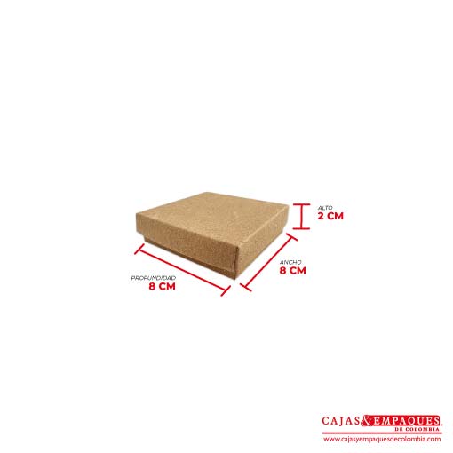 Caja ecológica tapa y base 8x8x2 cm café Cajas y Empaques de Colombia