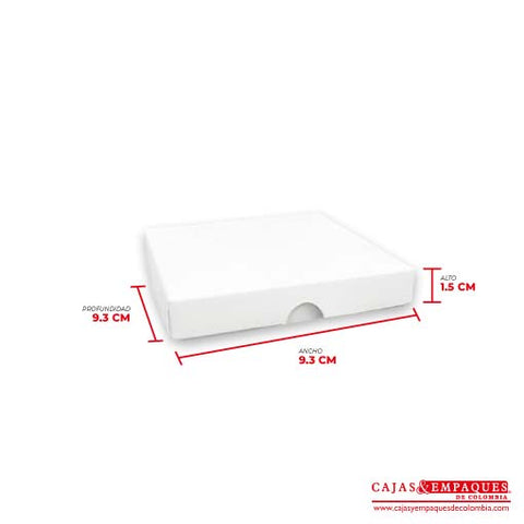 Caja ecológica tapa y base 9.3x9.3x1.5 cm blanco Cajas y Empaques de Colombia