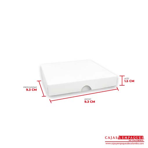 Caja ecológica tapa y base 9.3x9.3x1.5 cm blanco Cajas y Empaques de Colombia