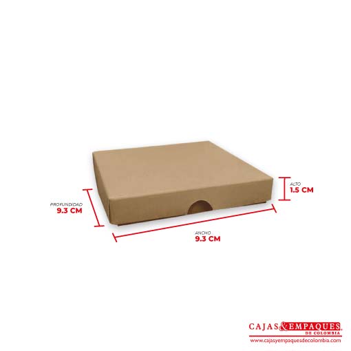 Caja ecológica tapa y base 9.3x9.3x1.5 cm café Cajas y Empaques de Colombia