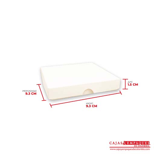 Caja ecológica tapa y base 9.3x9.3x1.5 cm crema Cajas y Empaques de Colombia