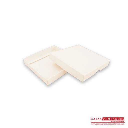 Caja ecológica tapa y base 9.3x9.3x1.5 cm crema Cajas y Empaques de Colombia
