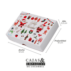Caja ecológica tapa y base 14x10x3.5 cm blanco Navidad