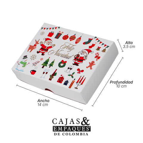 Caja ecológica tapa y base 14x10x3.5 cm blanco Navidad