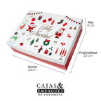 Caja ecológica tapa y base  30x23x9 cm Navidad Roja