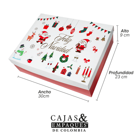 Caja ecológica tapa y base  30x23x9 cm Navidad Roja