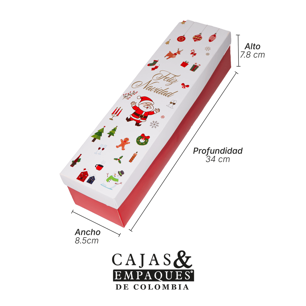 Christmas eco-friendly two-piece rigid box 34x8.5x7.8 cm white