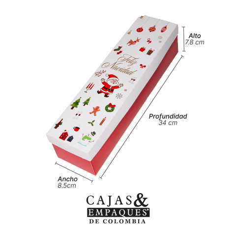 Caja ecológica tapa y base 34x8.5x7.8 cm blanco Navidad
