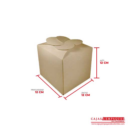 Caja ecológica tipo trébol 12x12x12 cm café Cajas y Empaques de Colombia