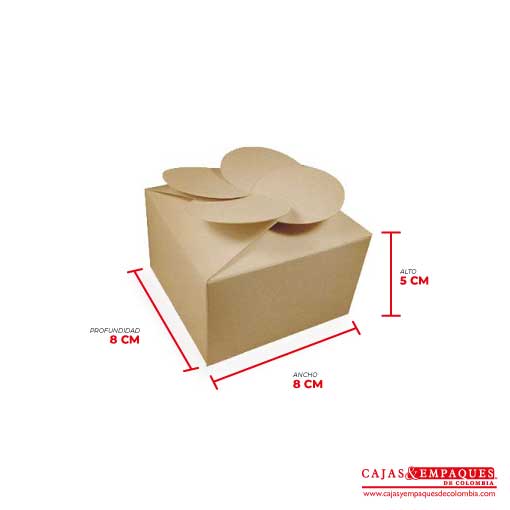 Caja ecológica tipo trébol 8x8x5 cm café Cajas y Empaques de Colombia