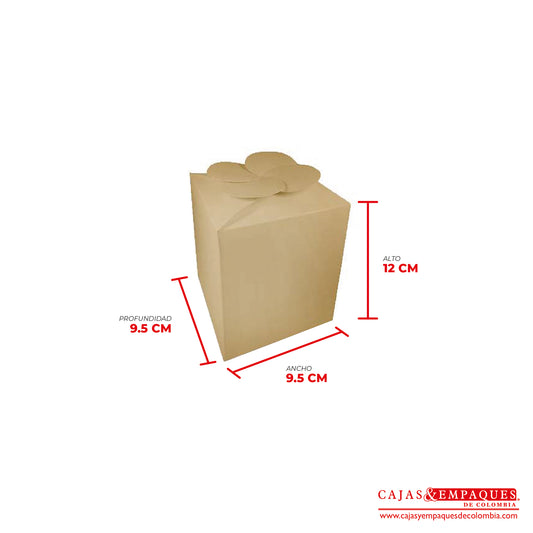 Caja ecológica tipo trébol 9.5x9.5x12 cm café Cajas y Empaques de Colombia