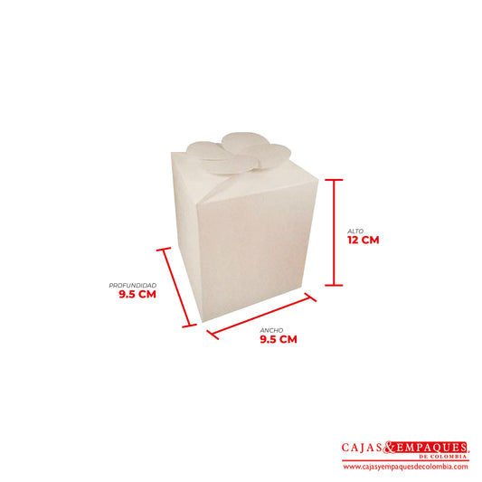 Caja ecológica tipo trébol 9.5x9.5x12 cm crema Cajas y Empaques de Colombia