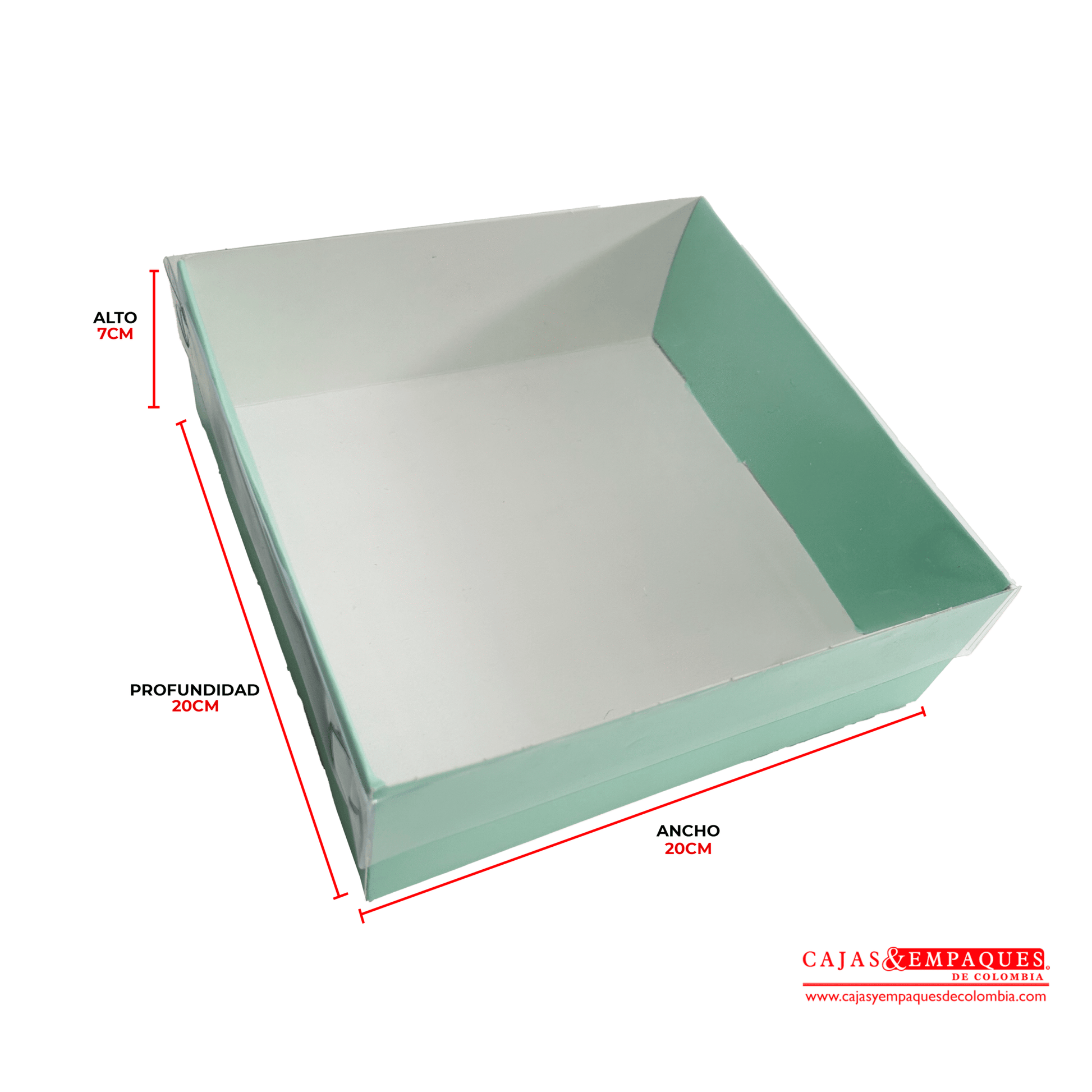Caja ecológica tapa y base en acetato 20x20x7 cm verde Cajas y Empaques de Colombia