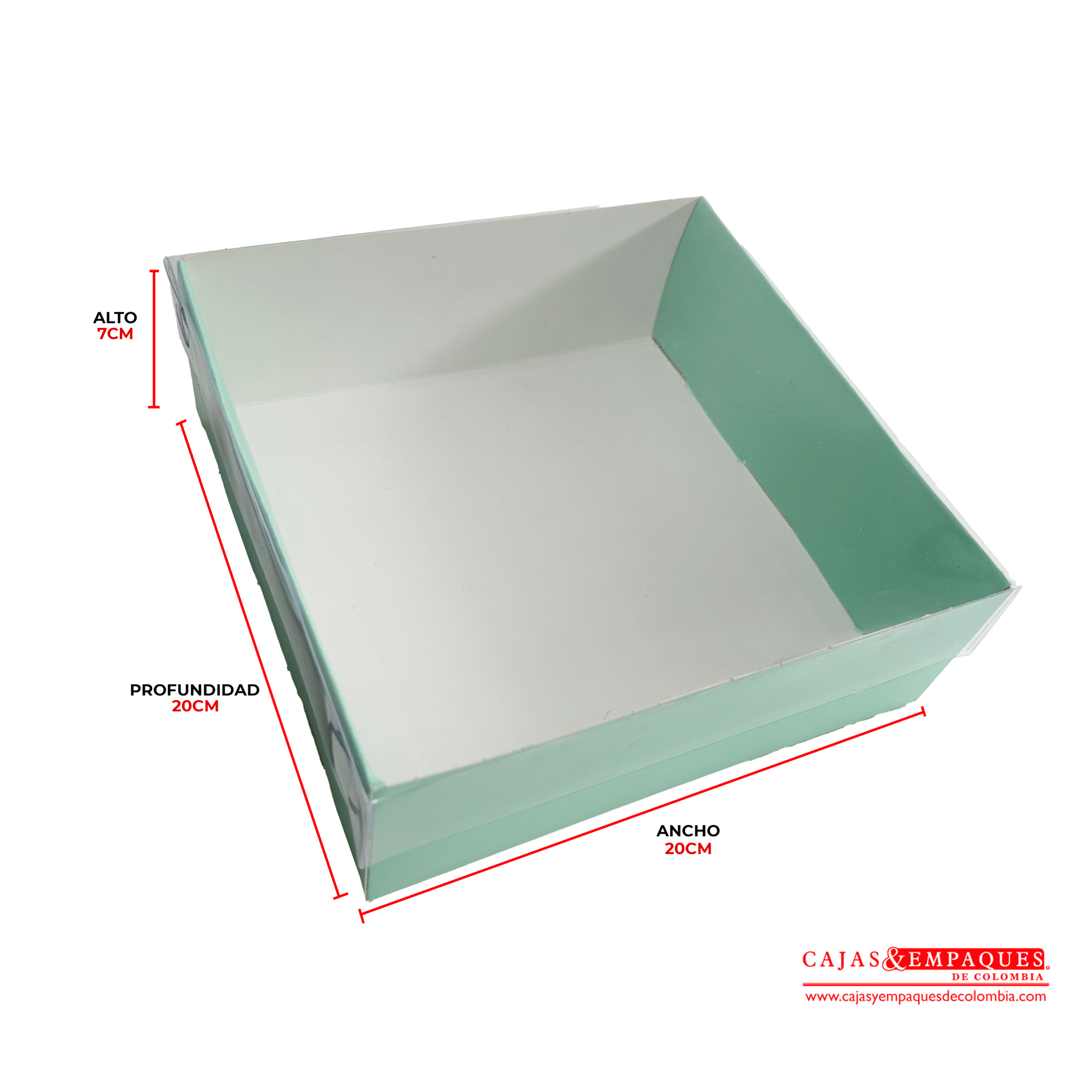Caja ecológica tapa y base en acetato 20x20x7 cm verde Cajas y Empaques de Colombia