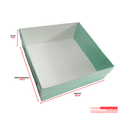 Caja ecológica tapa y base en acetato 20x20x7 cm verde Cajas y Empaques de Colombia