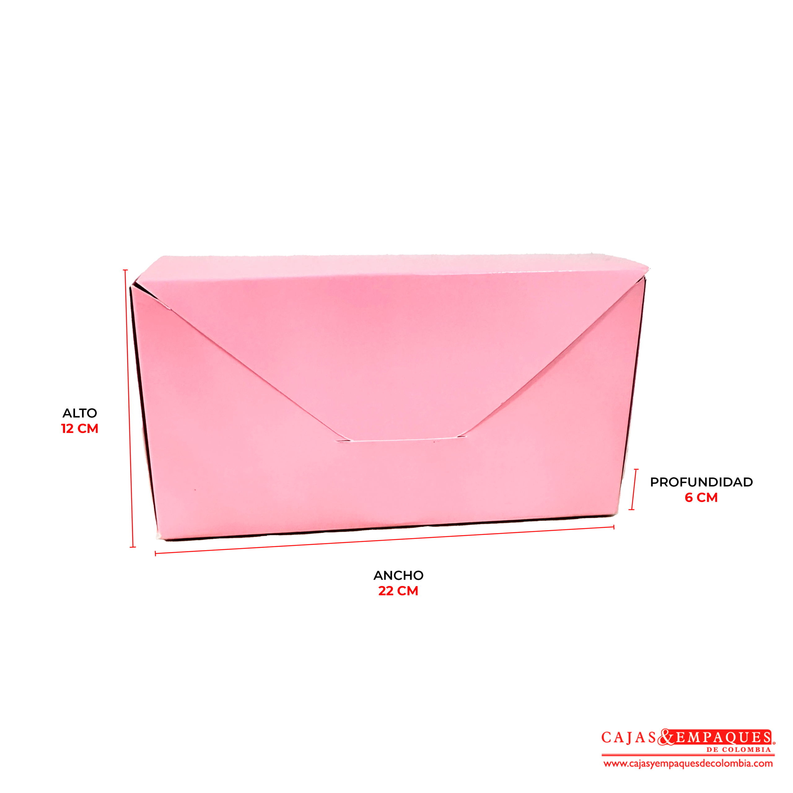 Caja ecológica plegadiza sobre 22x6x12 cm rosado Cajas y Empaques de Colombia