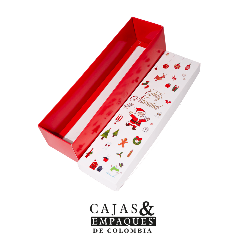 Christmas eco-friendly two-piece rigid box 34x8.5x7.8 cm white